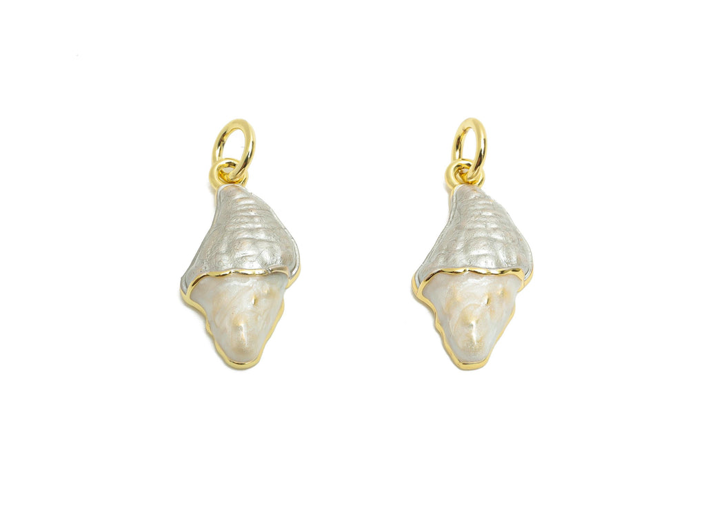 Brass Ice Cream Earring Charm - Brass Enamel Earring Charm - Dainty Cute Charm For DIY Bracelet - 18K Real Gold Plated - 18x9x3mm - RGP10585 - DOMEDBAZAAR