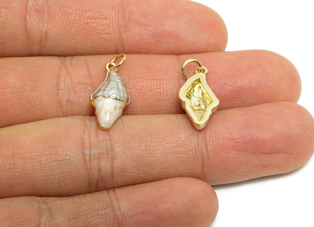 Brass Ice Cream Earring Charm - Brass Enamel Earring Charm - Dainty Cute Charm For DIY Bracelet - 18K Real Gold Plated - 18x9x3mm - RGP10585 - DOMEDBAZAAR
