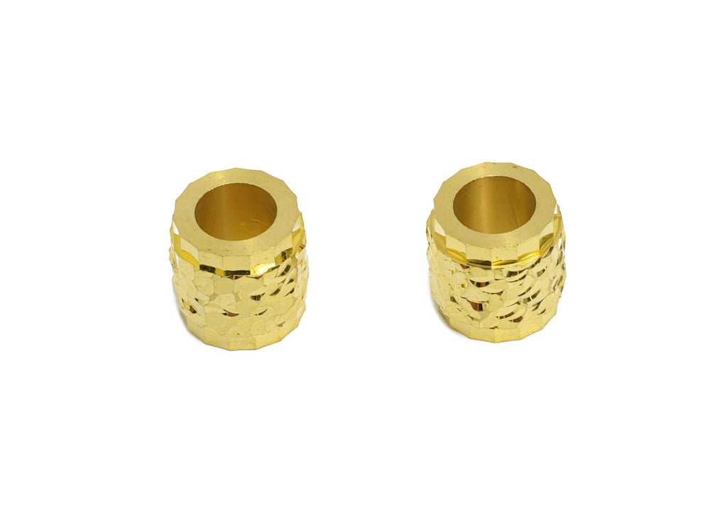 Raw Brass Elegant Beads - Brass Metal Spacer Beads - Textured Decorative Cylinder Beads - DIY Textured Bracelet Beads - 7x7.25x7mm - PP11199 - DOMEDBAZAAR