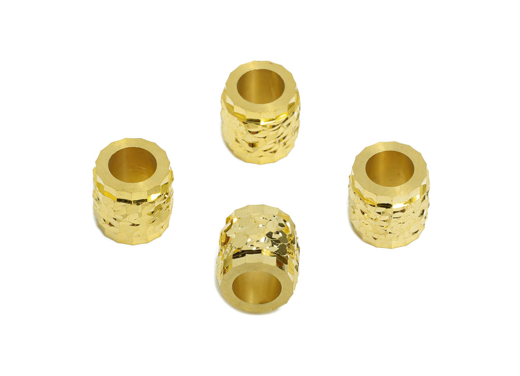 Raw Brass Elegant Beads - Brass Metal Spacer Beads - Textured Decorative Cylinder Beads - DIY Textured Bracelet Beads - 7x7.25x7mm - PP11199 - DOMEDBAZAAR