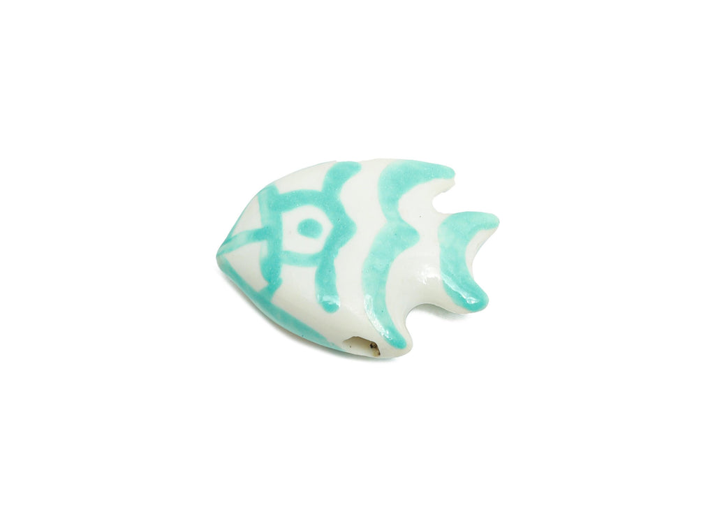 Glazed Ceramic Fish Beads - Colorful Tropical Fish Marine Beads - Handmade Beads Connector - Jewelry Component - 21x17.36x6.63mm - NS2853A - DOMEDBAZAAR