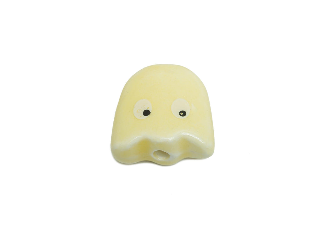 Cute Ghost Ceramic Beads - Colorful Handmade Ghost Bead - Fun Halloween Accessories - Quirky Bead Charms for DIY Jewelry - 15x15x6mm-NS2860B - DOMEDBAZAAR