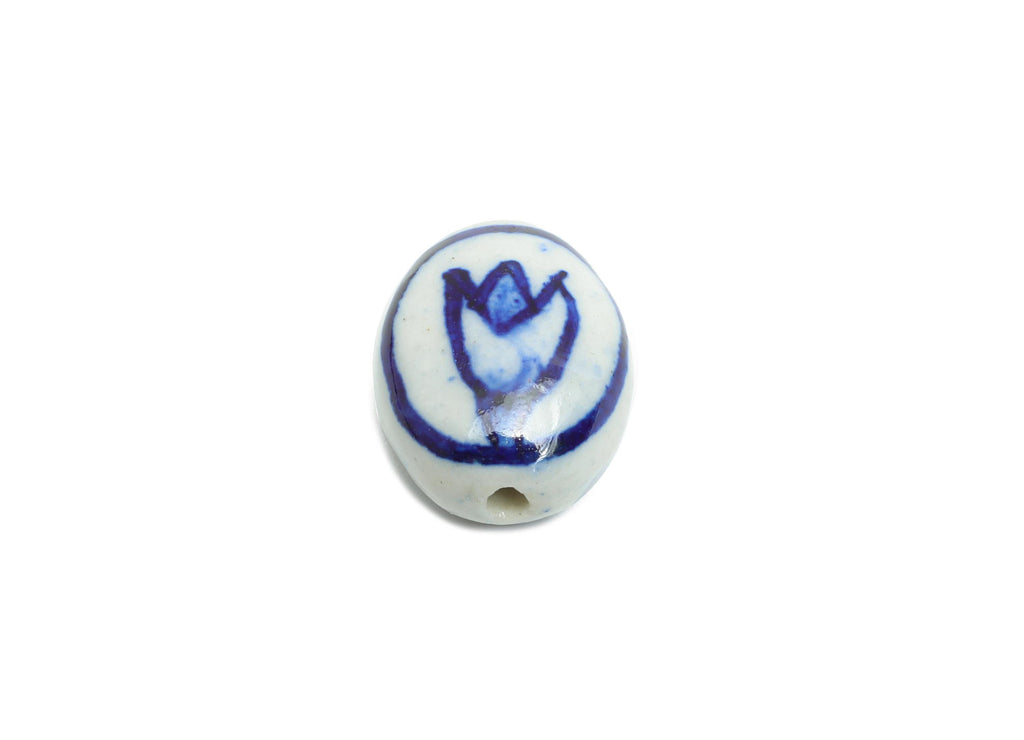 Ceramic Floral Beads - Craft Beads for Necklace or Bracelet - DIY Tulip Handmade Beads - Textured Making Supplies - 14.53x11x7.62mm - NS2835 - DOMEDBAZAAR