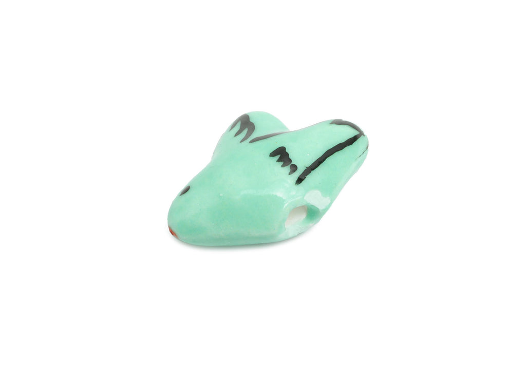 Glazed Ceramic Brid Beads - Craft Beads for Necklace or Bracelet - Green Bird Beads - Handmade Textured Making Supplies - 19x14x8mm - NS2823 - DOMEDBAZAAR