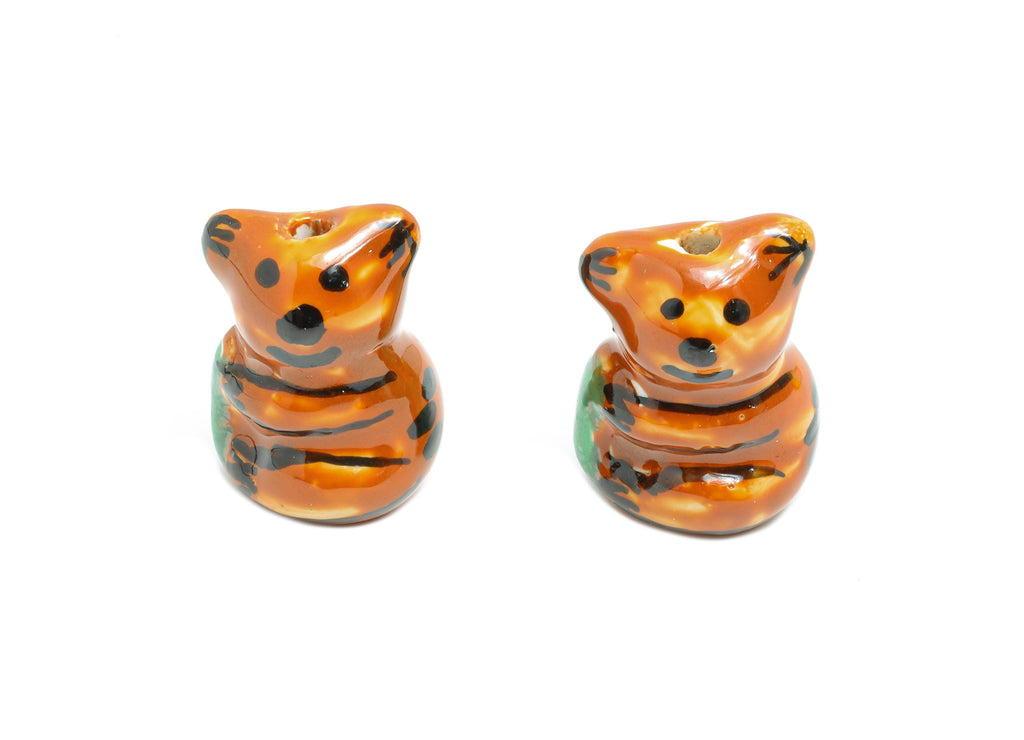Glazed Ceramic Bee Beads - Craft Beads for Necklace or Bracelet - Animal Figure Beads - Handmade  Making Supplies - 21x15x13.94mm - NS2826 - DOMEDBAZAAR