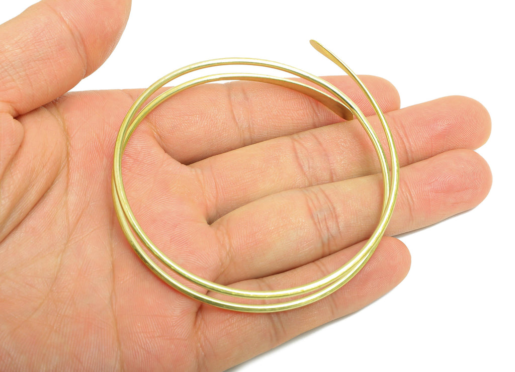 2mm Brass Hammered Bracelet - Raw Brass Adjustable Wrap Bracelet - Open Wire Spiral Bangle - Handmade Jewelry - 69.42x70.33x2mm - PP11129 - DOMEDBAZAAR