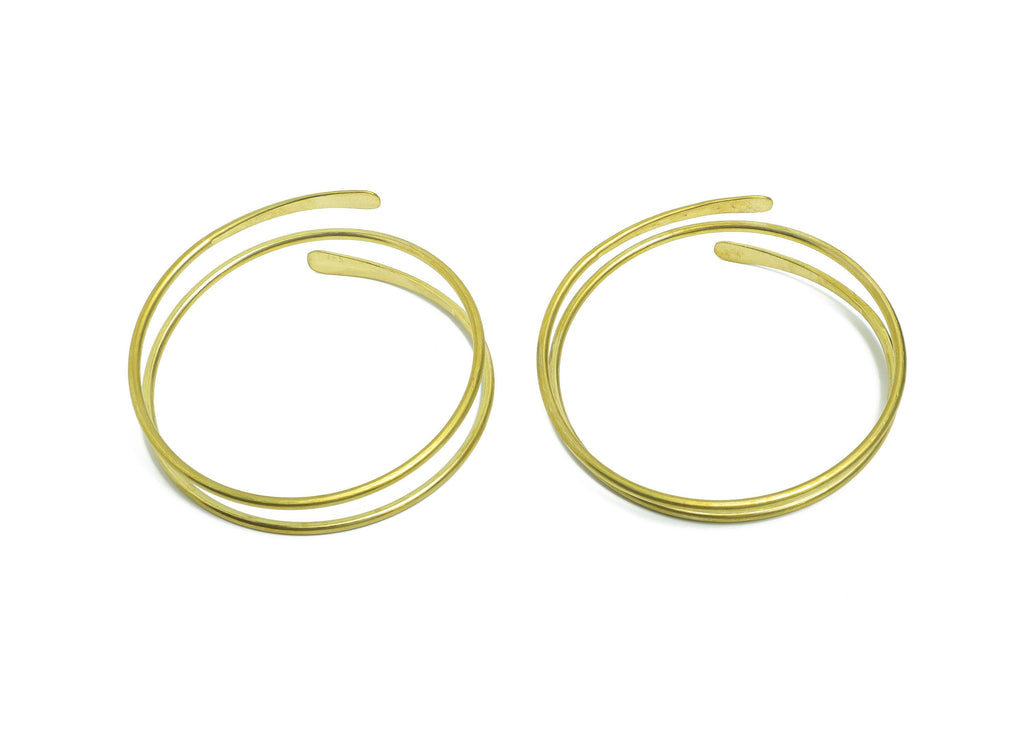 2.5mm Brass Hammered Bracelet - Raw Brass Adjustable Wrap Bracelet - Open Wire Spiral Bangle - Handmade Jewelry - 69.23x69.21x2.5mm -PP11133 - DOMEDBAZAAR