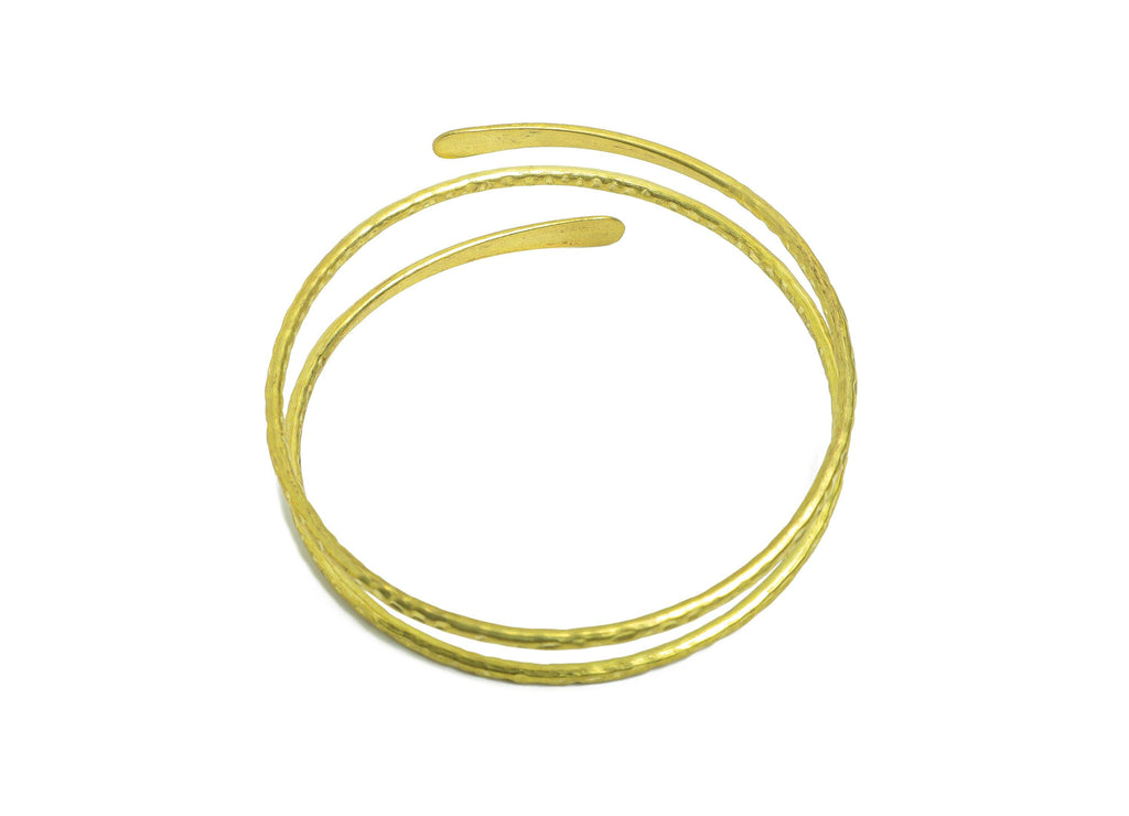 2.6mm Brass Hammered Bracelet - Raw Brass Adjustable Wrap Bracelet - Textured Open Wire Spiral Bangle - Modern Jewelry -68x68x2.6mm -PP11136 - DOMEDBAZAAR