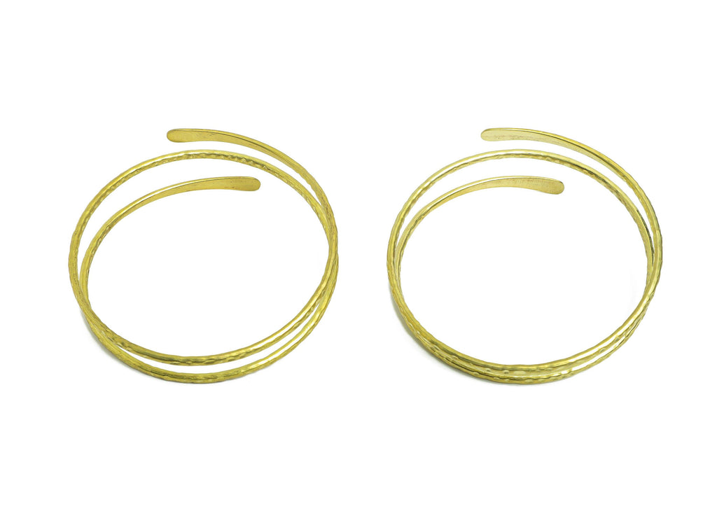 2.6mm Brass Hammered Bracelet - Raw Brass Adjustable Wrap Bracelet - Textured Open Wire Spiral Bangle - Modern Jewelry -68x68x2.6mm -PP11136 - DOMEDBAZAAR
