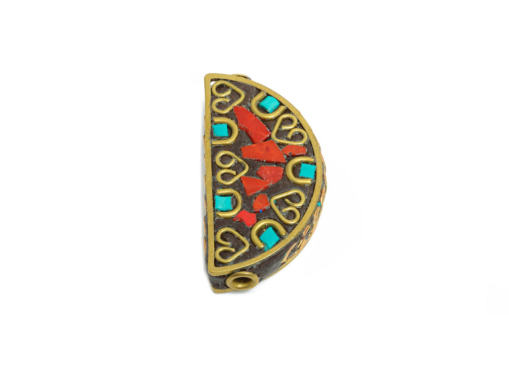 Half Moon Brass Bead - Brass Vintage Bohemian Drop Jewelry Artistry - Dainty DIY Handmade Bracelet Bead - DIY Jewelry - 30x15x10mm - RGP9857 - DOMEDBAZAAR