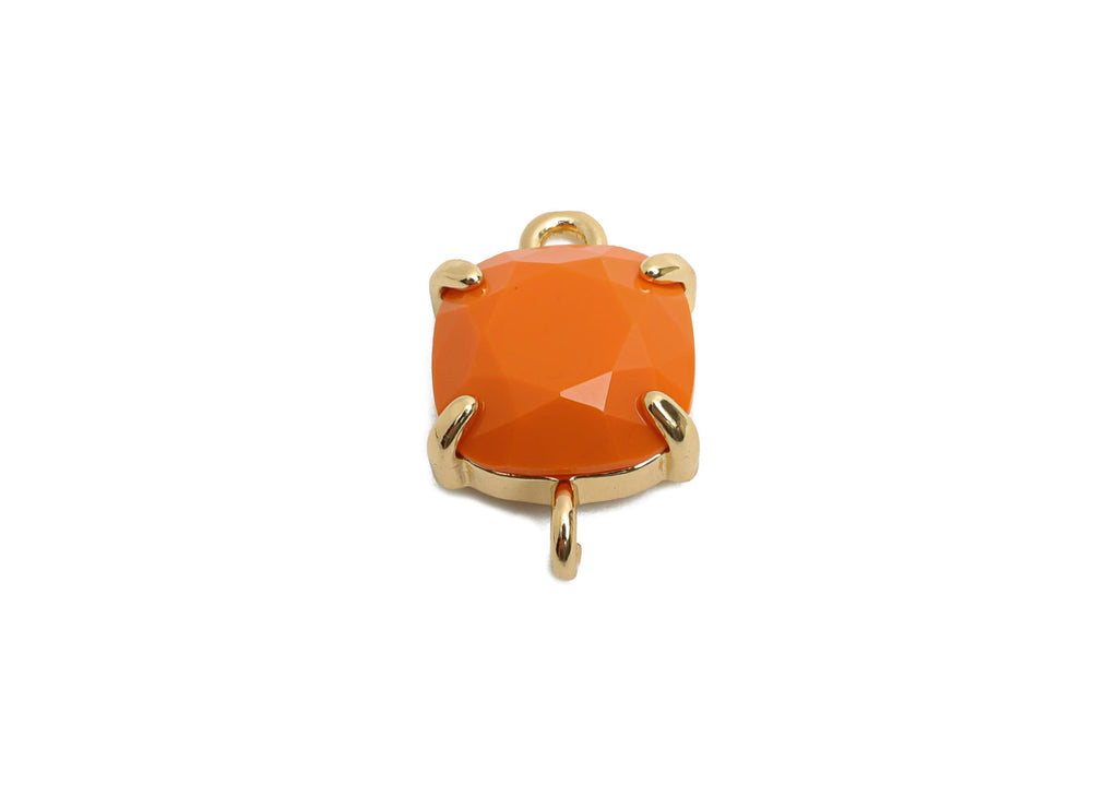 Square Crystal Bracelet Connector - Brass Faceted Glass Charms - Modern Square Connector - KC Gold Tone Plated - 16.4x10.4x5.57mm - GS1237 - DOMEDBAZAAR