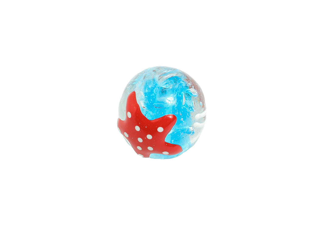Handmade Glass Starfish Bead - Enamel Jellyfish Marine Bracelet Bead - Round Glass Bead for Necklace - Jewelry DIY - 14x14x13.94mm - GS1333 - DOMEDBAZAAR