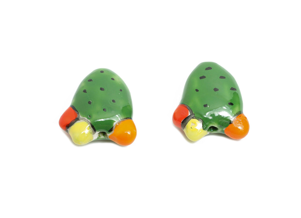 Glazed Ceramic Cactus Beads - Colorful Ceramic Desert Plant Beads - Handmade Bead Connector - Jewelry Component - 21.52x19.16x9.4mm - GS1329 - DOMEDBAZAAR