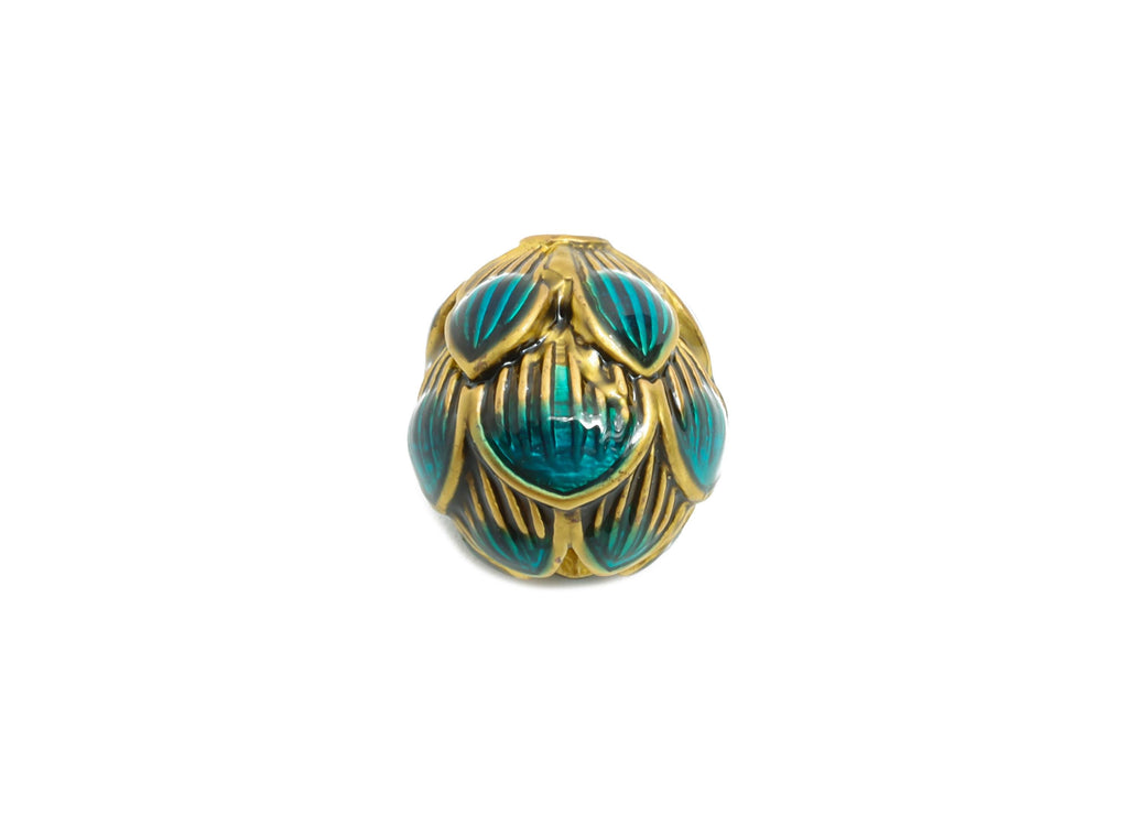 Brass Textured Lotus Bead - Colorful Enamel for Bracelets - Dainty Jewelry Bead - Handcrafted Bead - 18K Matte Gold - 8x11x11mm - RGP10718 - DOMEDBAZAAR