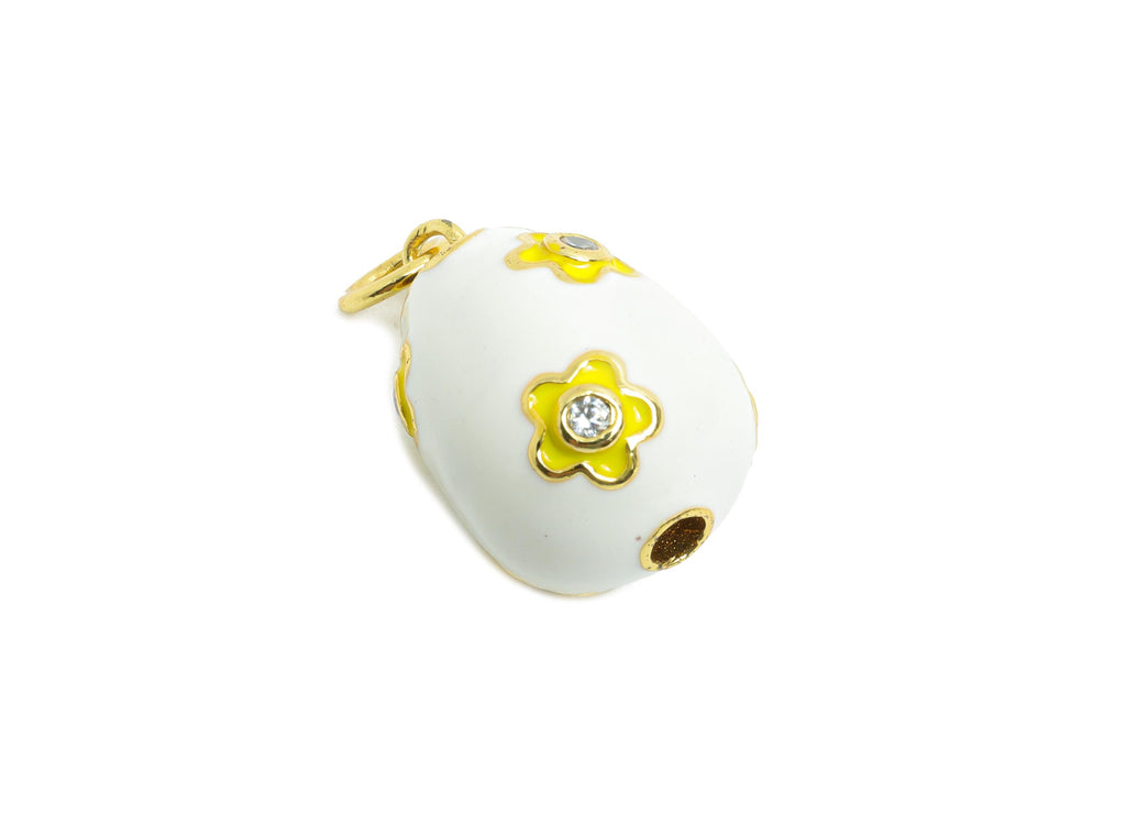 Brass Easter Eggs Pendant - Enamel CZ Flower Pendant for Necklace - Refined Gold Jewelry - 18K Real Gold Plated -21.03x13.6x13.84mm -RGP9734 - DOMEDBAZAAR