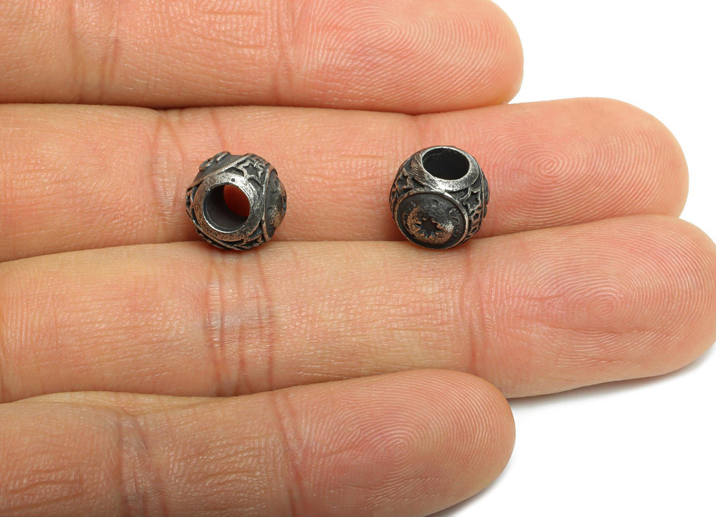 Steel Cancer Zodiac Beads - Astrology Spacer Bead for Bracelet - 304 Stainless Steel - Steel Horoscope Spacer Beads - 9x10x9.7mm - SS1560F - DOMEDBAZAAR