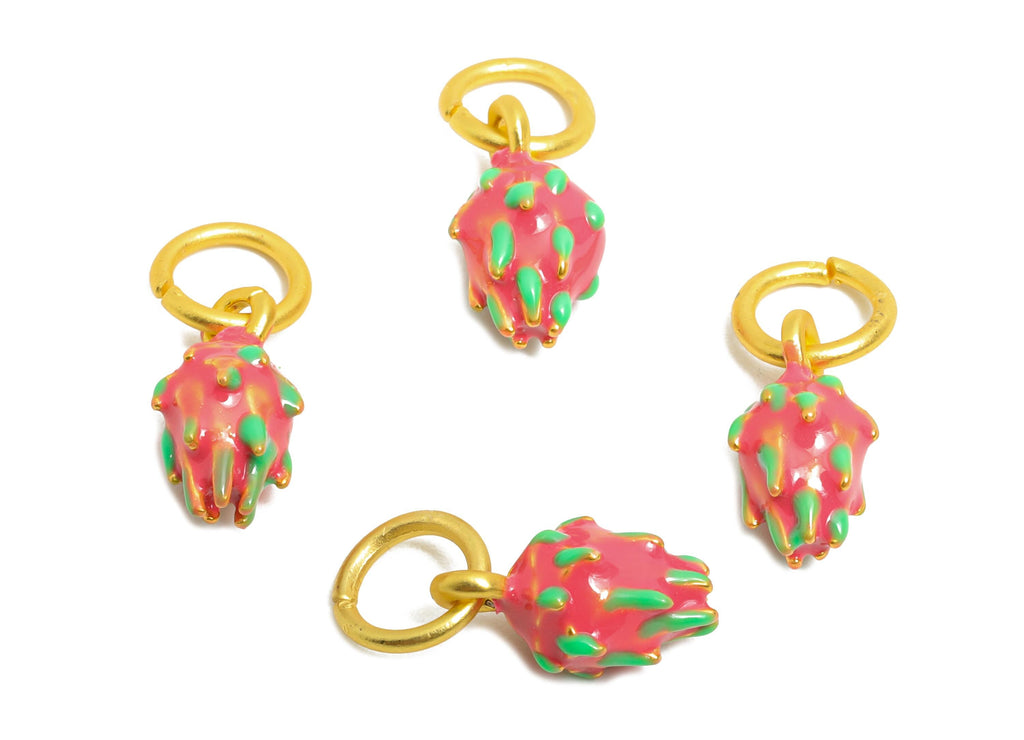 Alloy Pitaya Charm - Colorful Enamel for Bracelet - Miniature Playful Fruit Pendant - DIY Cute Pitaya Enamel Charm - 16x6x6.41mm - ZZ2060 - DOMEDBAZAAR