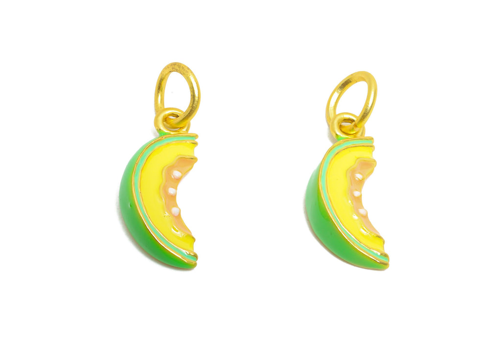 Alloy Cantaloupe Bracelet Charm - Colorful Enamel Sweet Melon Slice Pendant - Handmade Fruit Pendant - Jewelry DIY - 18.7x8x4.6mm - ZZ2095 - DOMEDBAZAAR