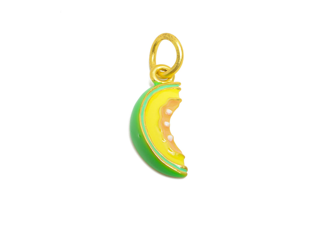 Alloy Cantaloupe Bracelet Charm - Colorful Enamel Sweet Melon Slice Pendant - Handmade Fruit Pendant - Jewelry DIY - 18.7x8x4.6mm - ZZ2095 - DOMEDBAZAAR