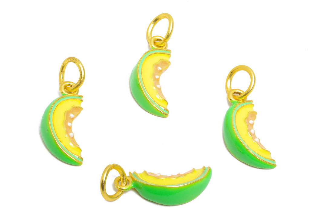 Alloy Cantaloupe Bracelet Charm - Colorful Enamel Sweet Melon Slice Pendant - Handmade Fruit Pendant - Jewelry DIY - 18.7x8x4.6mm - ZZ2095 - DOMEDBAZAAR
