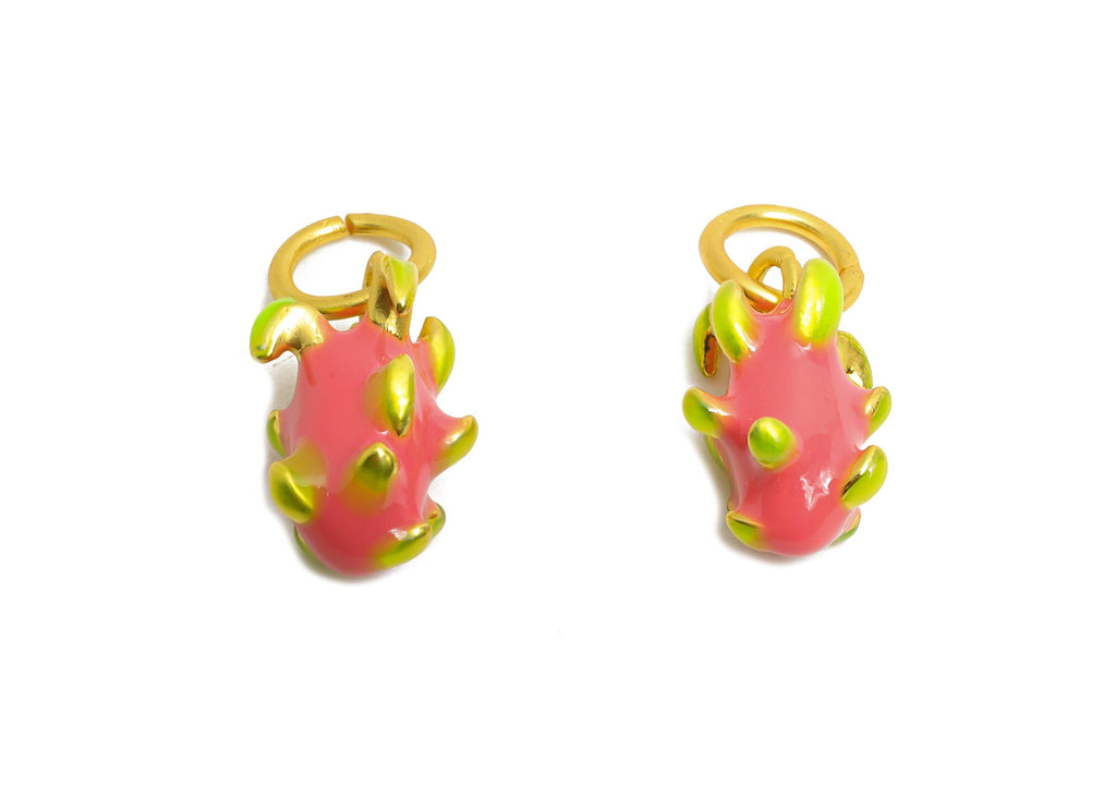 Alloy Pitaya Charm - Colorful Enamel for Bracelet - Miniature Playful Fruit Pendant - DIY Cute Pitaya Enamel Charm - 18x8x8.8mm - ZZ2067 - DOMEDBAZAAR