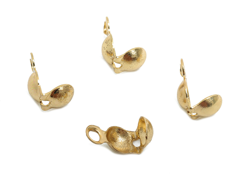 4mm Gold Crimp Cover - Brass Gold Bead Cover Component - Crafting Tools - DIY Jewelry Necklace - 18K Real Gold Plated - 12x4x1.5mm - RGP9372 - DOMEDBAZAAR