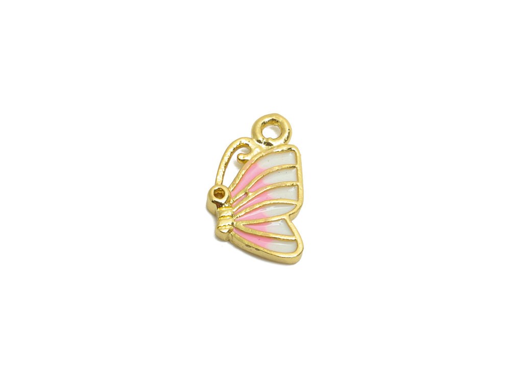 Brass Butterfly Earring Charm - Brass Tiny Enamel Earring Charm - Mini Cute Charm For Bracelet - 18K Real Gold Plated - 11x6x1mm - RGP10599 - DOMEDBAZAAR