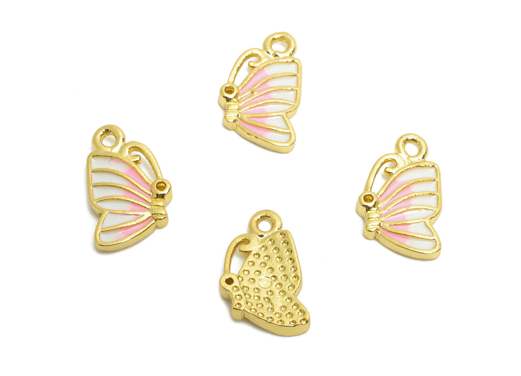Brass Butterfly Earring Charm - Brass Tiny Enamel Earring Charm - Mini Cute Charm For Bracelet - 18K Real Gold Plated - 11x6x1mm - RGP10599 - DOMEDBAZAAR