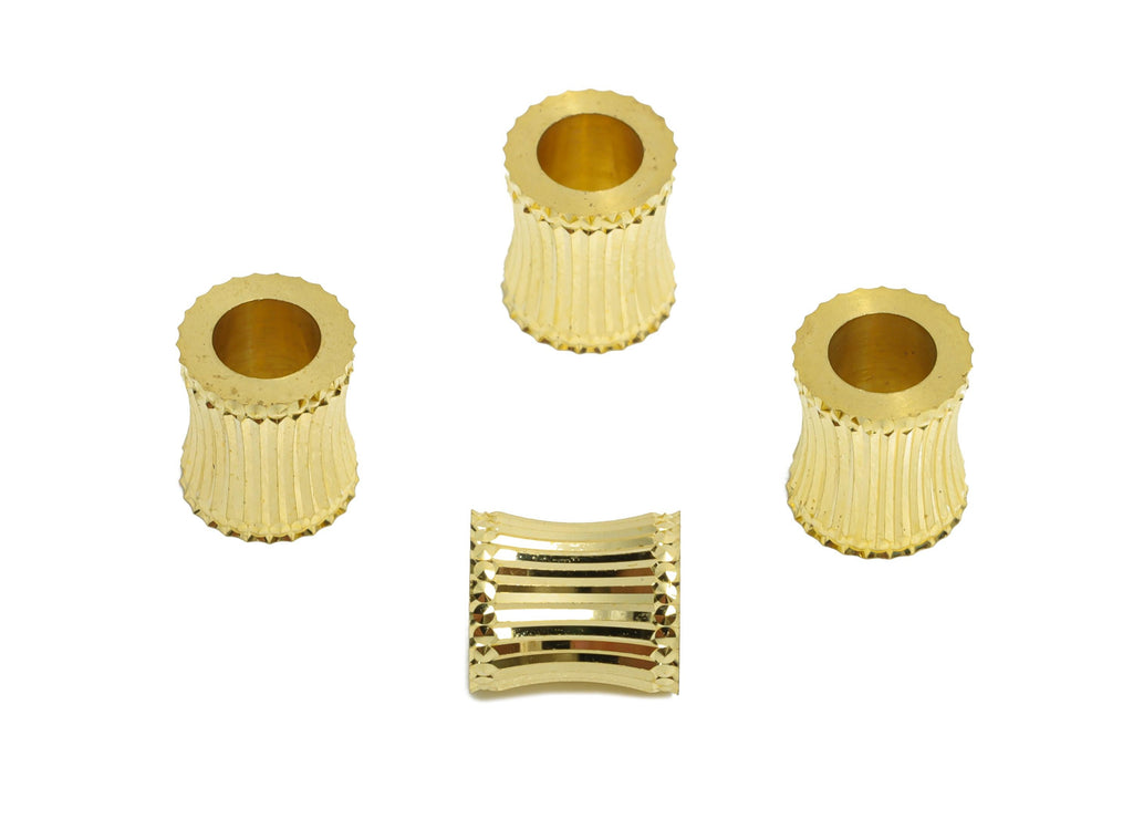 Raw Brass Elegant Beads - Brass Metal Spacer Beads - Textured Decorative Cylinder Beads - DIY Textured Bracelet Beads - 7x6x6mm - PP11200 - DOMEDBAZAAR