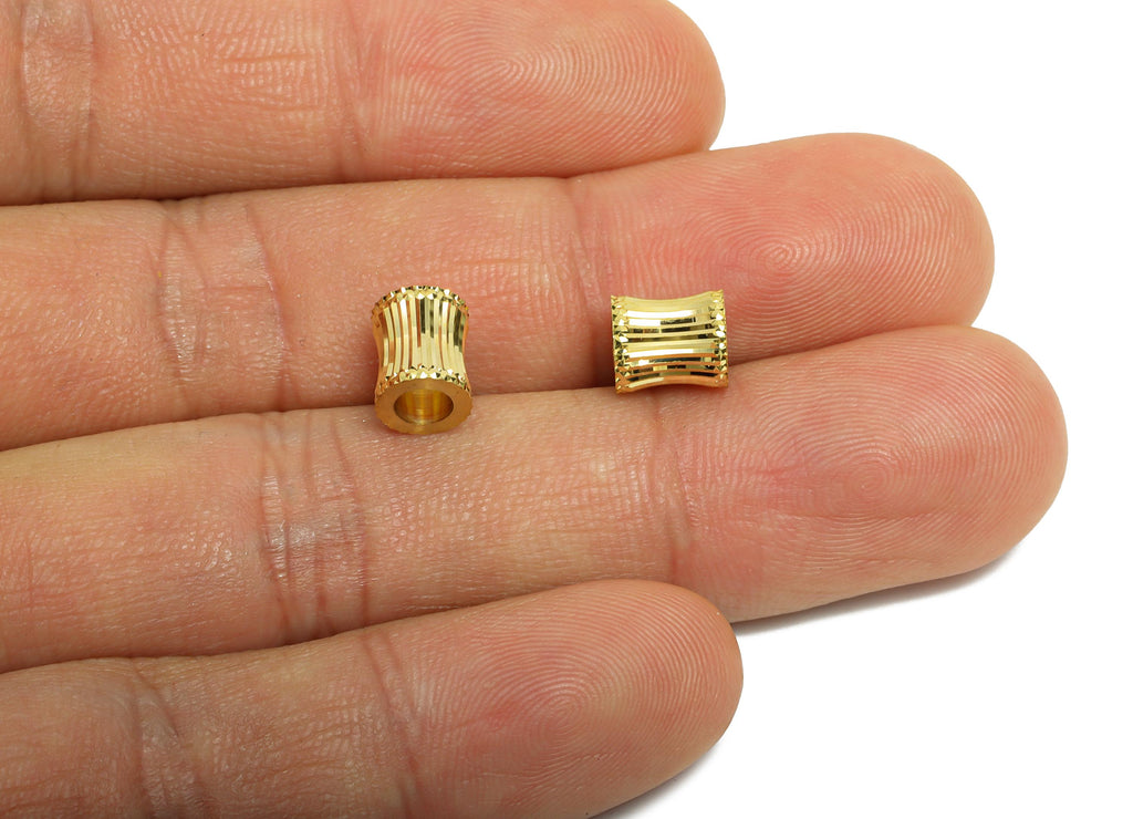 Raw Brass Elegant Beads - Brass Metal Spacer Beads - Textured Decorative Cylinder Beads - DIY Textured Bracelet Beads - 7x6x6mm - PP11200 - DOMEDBAZAAR