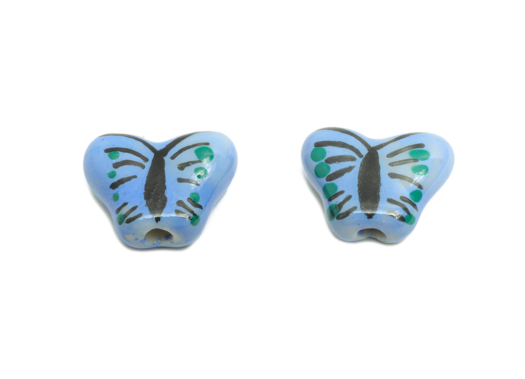 Glazed Ceramic Butterfly Beads - Colorful Jewelry Component - Handmade Beads Connectors - DIY Jewelry Beads - 13.32x17.04x6.14mm - NS2819 - DOMEDBAZAAR