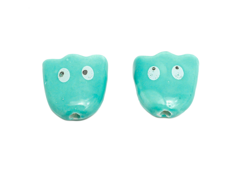 Cute Ghost Ceramic Beads - Colorful Handmade Ghost Bead - Fun Halloween Accessories - Quirky Bead Charms for DIY Jewelry - 15x14x7mm-NS2860D - DOMEDBAZAAR