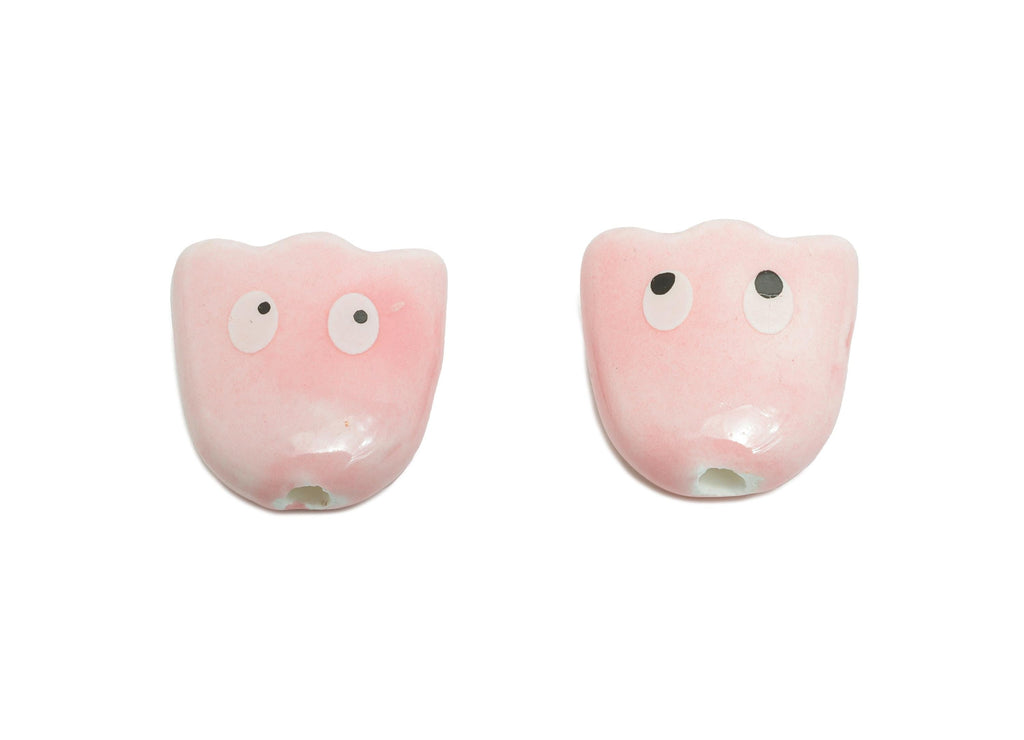 Cute Ghost Ceramic Beads - Colorful Handmade Ghost Bead - Fun Halloween Accessories - Quirky Bead Charms for DIY Jewelry - 15x15x7mm-NS2860E - DOMEDBAZAAR