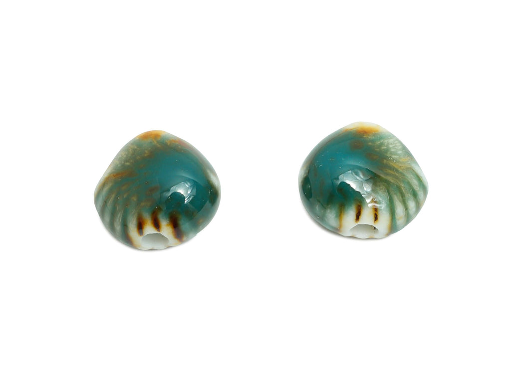 Ceramic Shell Beads - Craft Beads for Necklace or Bracelet - Mini Shell Beads - Boho Beach Bead Making Supplies - 10x11.6x8.05mm - NS2856A - DOMEDBAZAAR