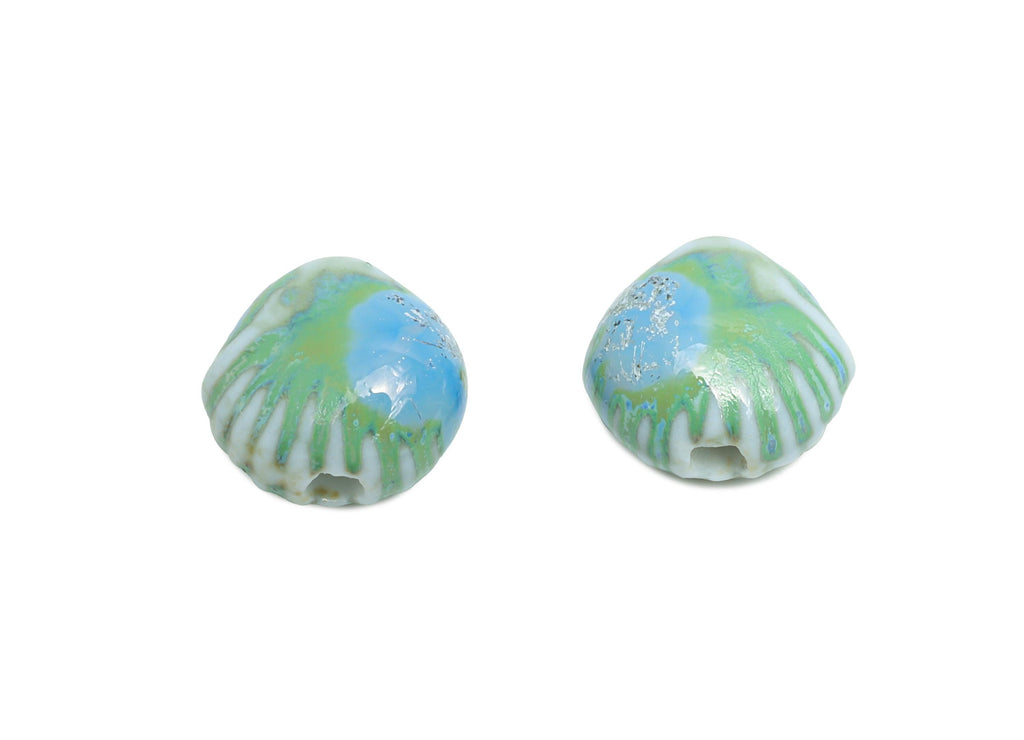Ceramic Shell Beads - Craft Beads for Necklace or Bracelet - Mini Shell Beads - Boho Beach Bead Making Supplies - 10x11.67x6.91mm - NS2856B - DOMEDBAZAAR