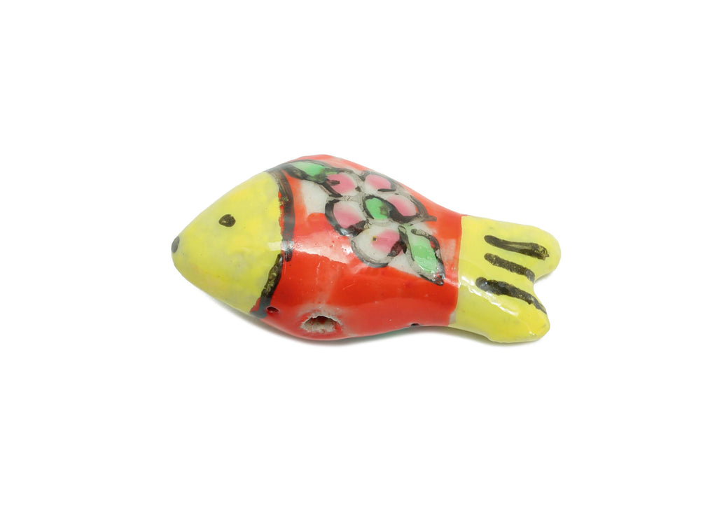 Glazed Ceramic Fish Beads - Craft Beads for Necklace or Bracelet - Marine Colorful Beads - Handmade Making Jewelry - 28x13x9.74mm - NS2851B - DOMEDBAZAAR