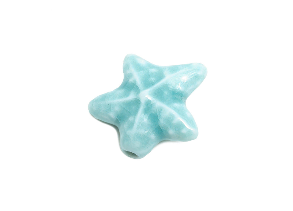 Glazed Ceramic Starfish Beads - Colorful Textured Star Beads - Handmade Bracelet Beads - Jewelry Component - 20.72x21.15x9x2.8mm - NS2857A - DOMEDBAZAAR