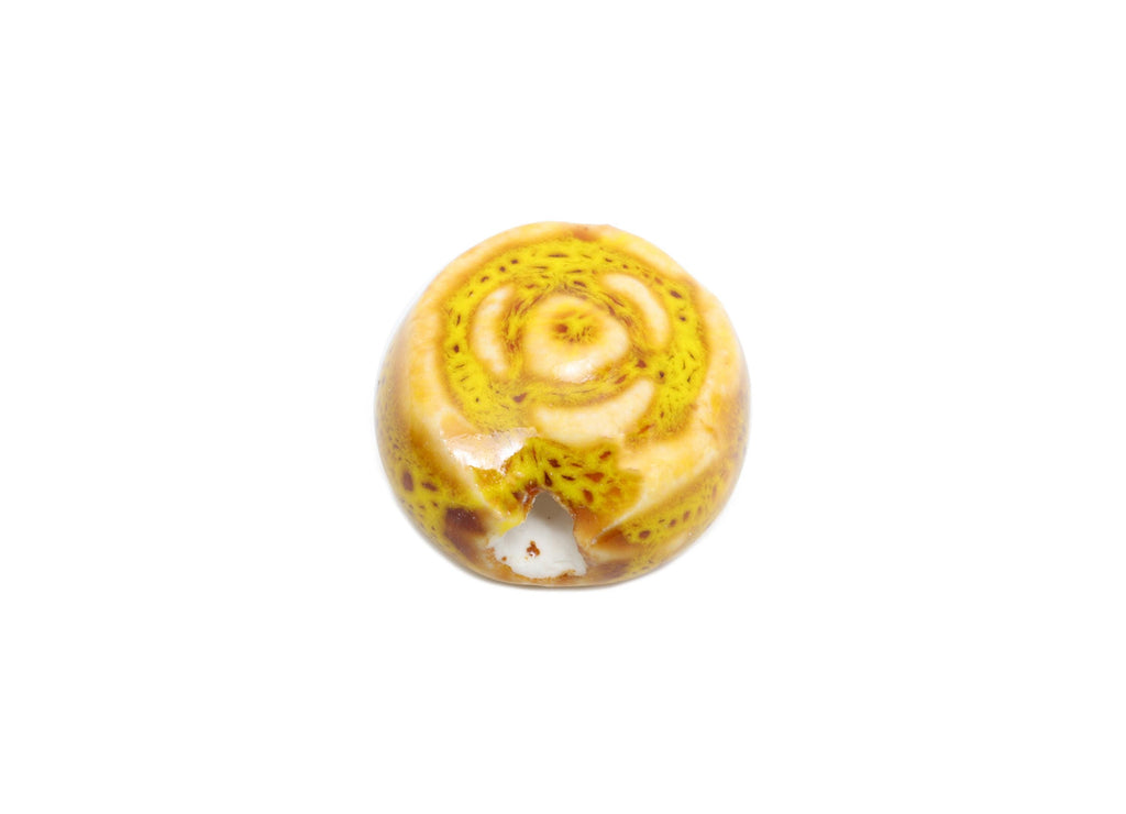 Glazed Ceramic Spiral Beads - Textured Round Flower Beads Component - Handmade Beads - Jewelry Making Beads - 17.46x17.87x10.28mm - NS2845 - DOMEDBAZAAR