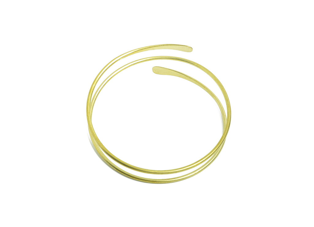 2mm Brass Hammered Bracelet - Raw Brass Adjustable Wrap Bracelet - Open Wire Spiral Bangle - Handmade Jewelry - 69.42x70.33x2mm - PP11129 - DOMEDBAZAAR