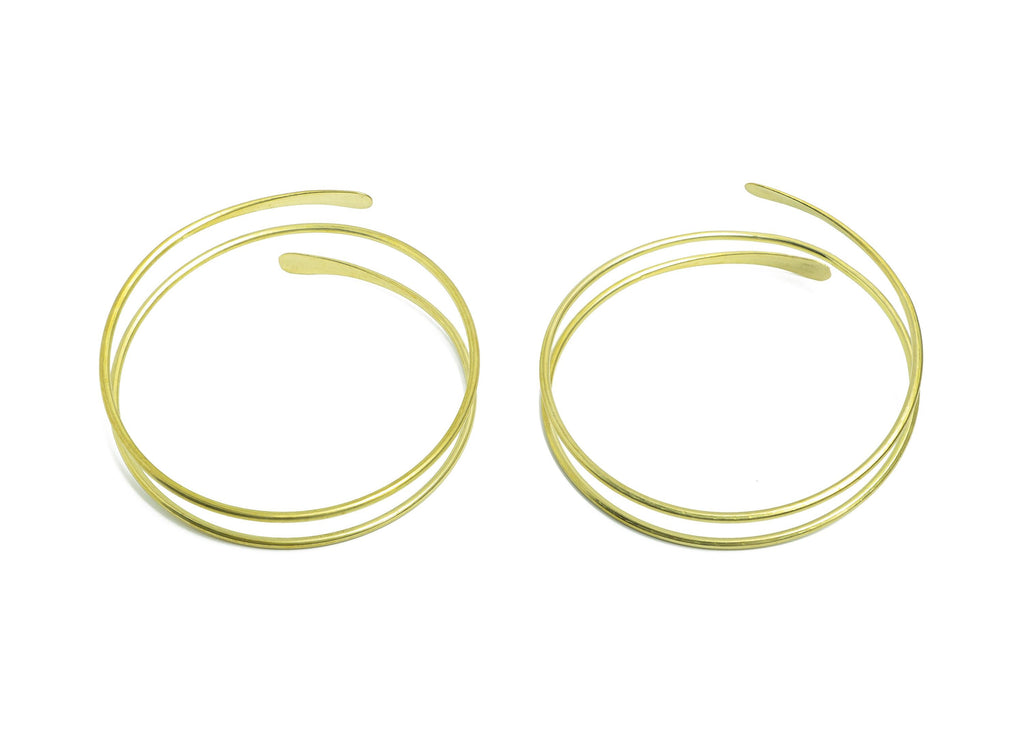 2mm Brass Hammered Bracelet - Raw Brass Adjustable Wrap Bracelet - Open Wire Spiral Bangle - Handmade Jewelry - 69.42x70.33x2mm - PP11129 - DOMEDBAZAAR