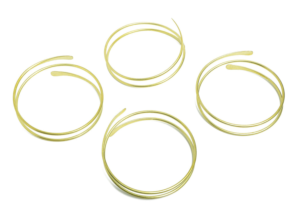 2mm Brass Hammered Bracelet - Raw Brass Adjustable Wrap Bracelet - Open Wire Spiral Bangle - Handmade Jewelry - 69.42x70.33x2mm - PP11129 - DOMEDBAZAAR