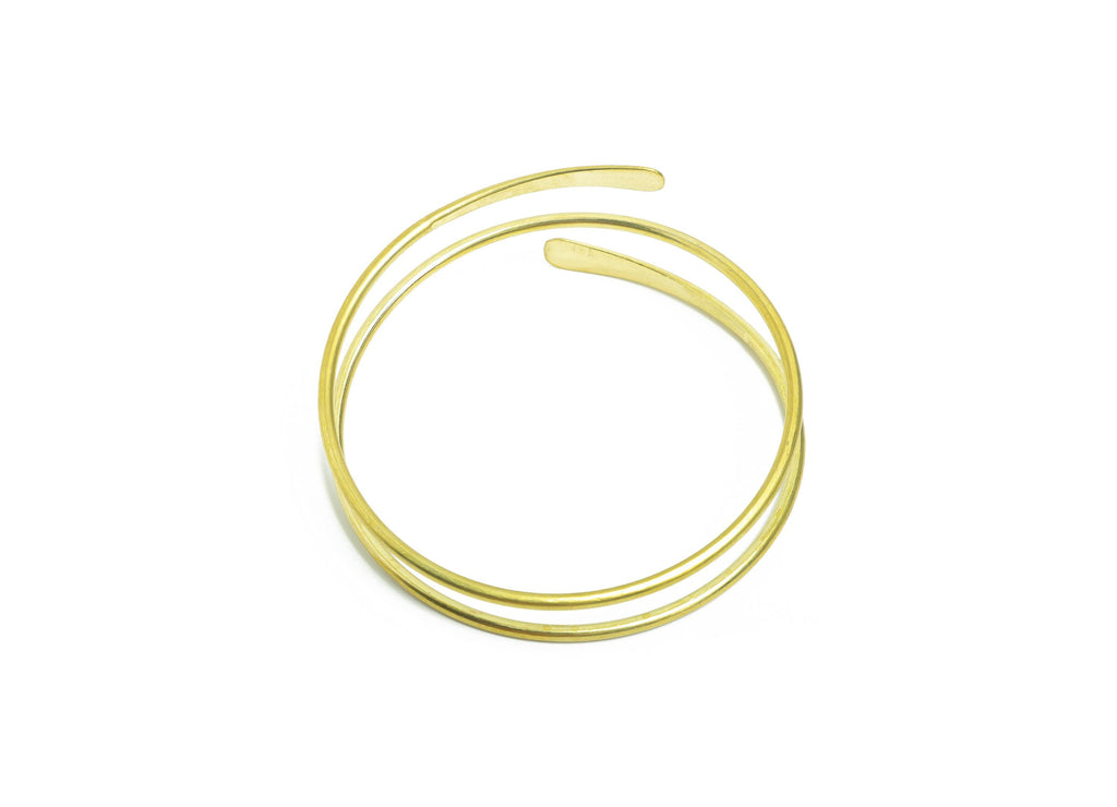 2.5mm Brass Hammered Bracelet - Raw Brass Adjustable Wrap Bracelet - Open Wire Spiral Bangle - Handmade Jewelry - 69.23x69.21x2.5mm -PP11133 - DOMEDBAZAAR