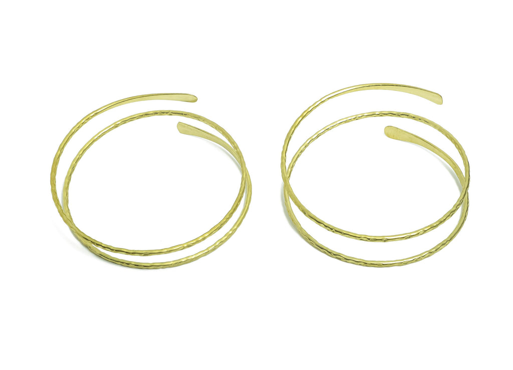 2mm Brass Hammered Bracelet - Raw Brass Adjustable Wrap Bracelet - Textured Open Wire Spiral Bangle - Handmade Jewelry - 65x69x2mm - PP11132 - DOMEDBAZAAR