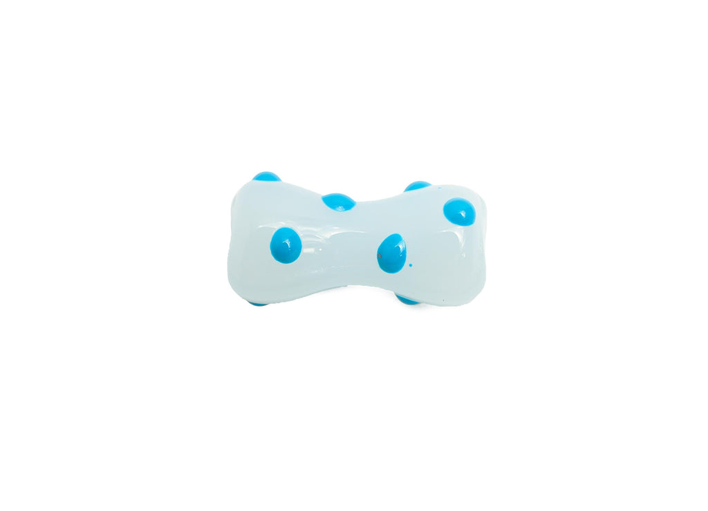 Handmade Glass Bone Beads - Enamel Blue Dot Bracelet Bead - Unique Glass Bead for Necklace - Jewelry Making - 17.78x9.27x8.16mm - GS1341C - DOMEDBAZAAR