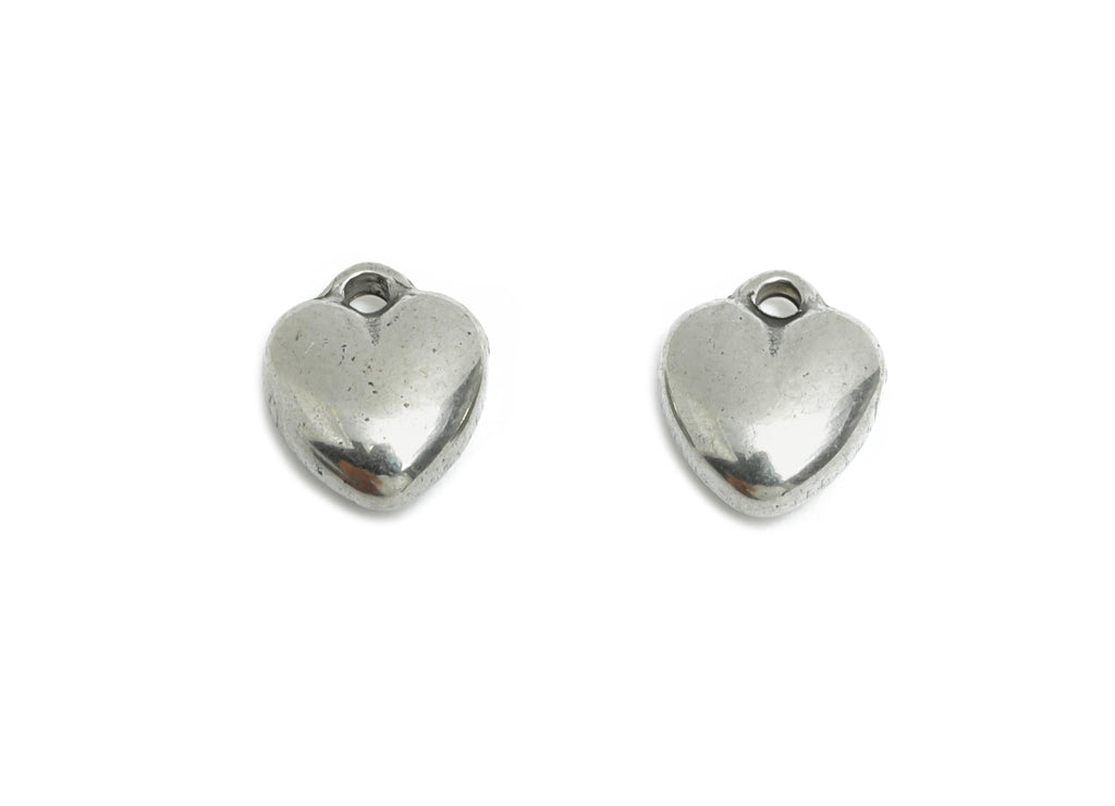 Stainless Steel Heart Charms - Steel Heart Mini Earring Charm - Vintage Heart Steel Charm - Symbolic Love  Jewelry - 8x6.6x3.13mm - SS1782 - DOMEDBAZAAR