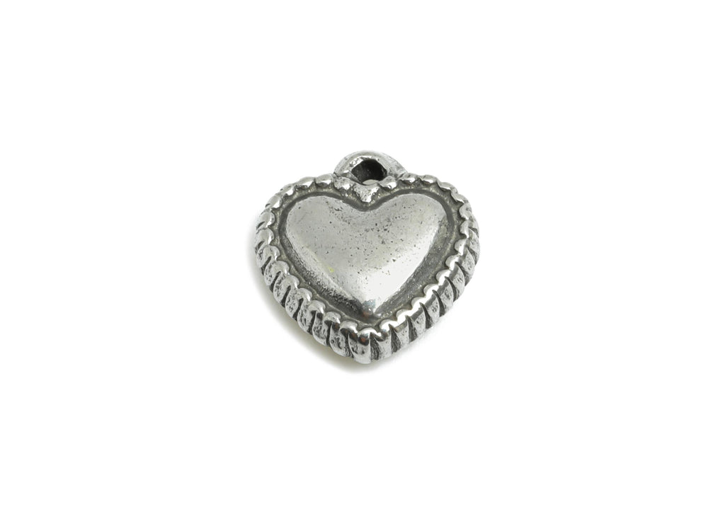 Stainless Steel Heart Charms - Steel Heart Mini Earring Charm - Vintage Looking Steel Charm - Symbolic Love  Jewelry - 11x10x3.77mm - SS1790 - DOMEDBAZAAR