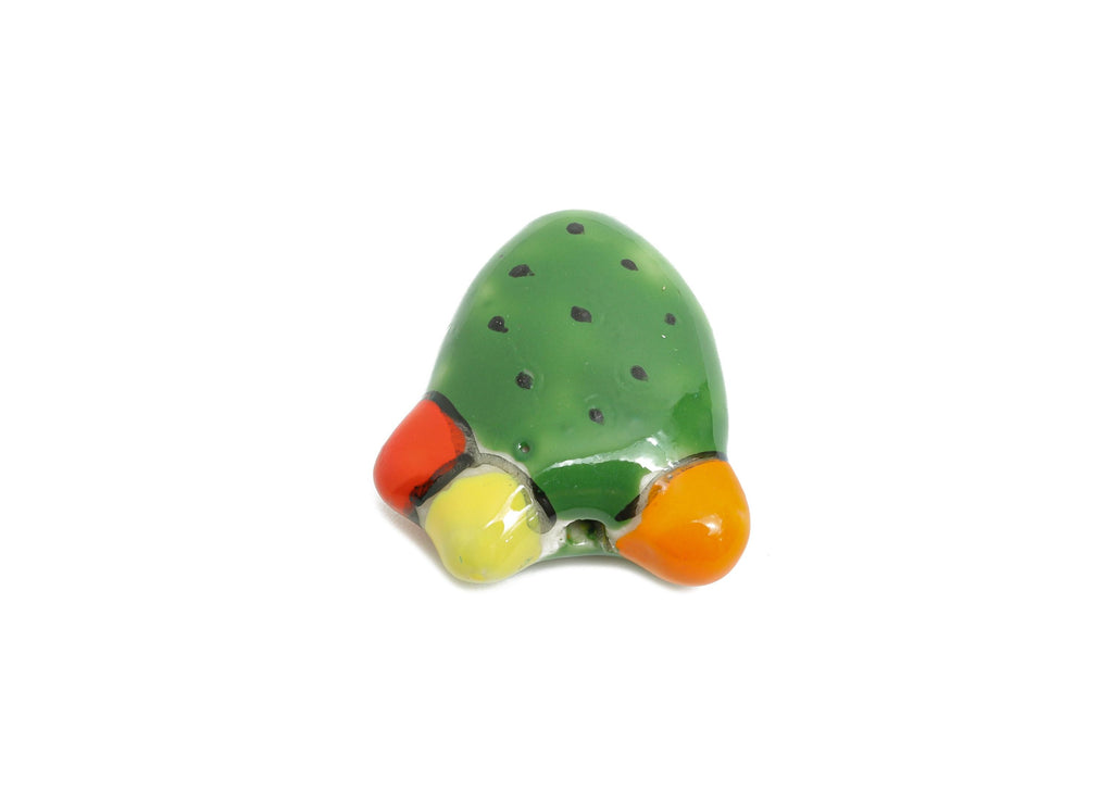 Glazed Ceramic Cactus Beads - Colorful Ceramic Desert Plant Beads - Handmade Bead Connector - Jewelry Component - 21.52x19.16x9.4mm - GS1329 - DOMEDBAZAAR