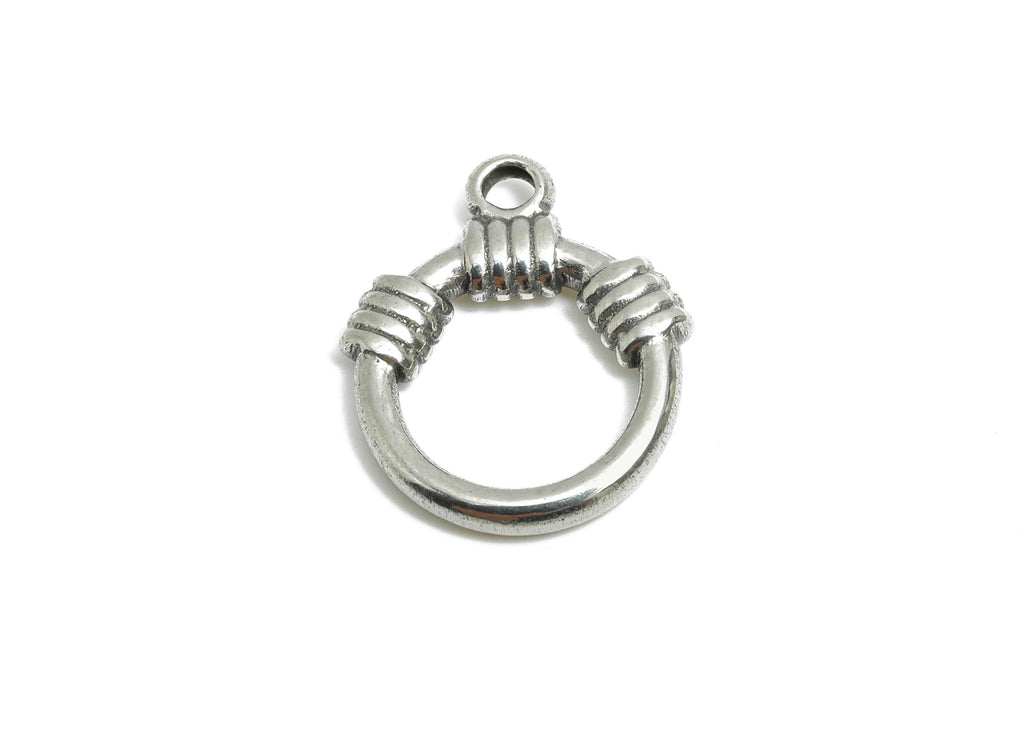 Steel Wire Wrapped Pendant - Circular Wire Jewelry for Necklace - Modern Minimalist Loop Charm - Steel Jewelry Accessory - 20x17x2mm -SS1768 - DOMEDBAZAAR