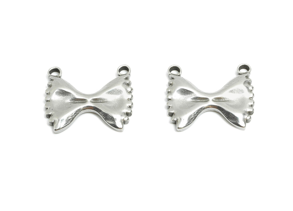 Stainless Steel Bow Pendant - Ballet Ribbon Charms for Necklace - Jewelry Making Supplies - Chic Charm for Bracelet - 16x19x2.8mm - SS1914 - DOMEDBAZAAR