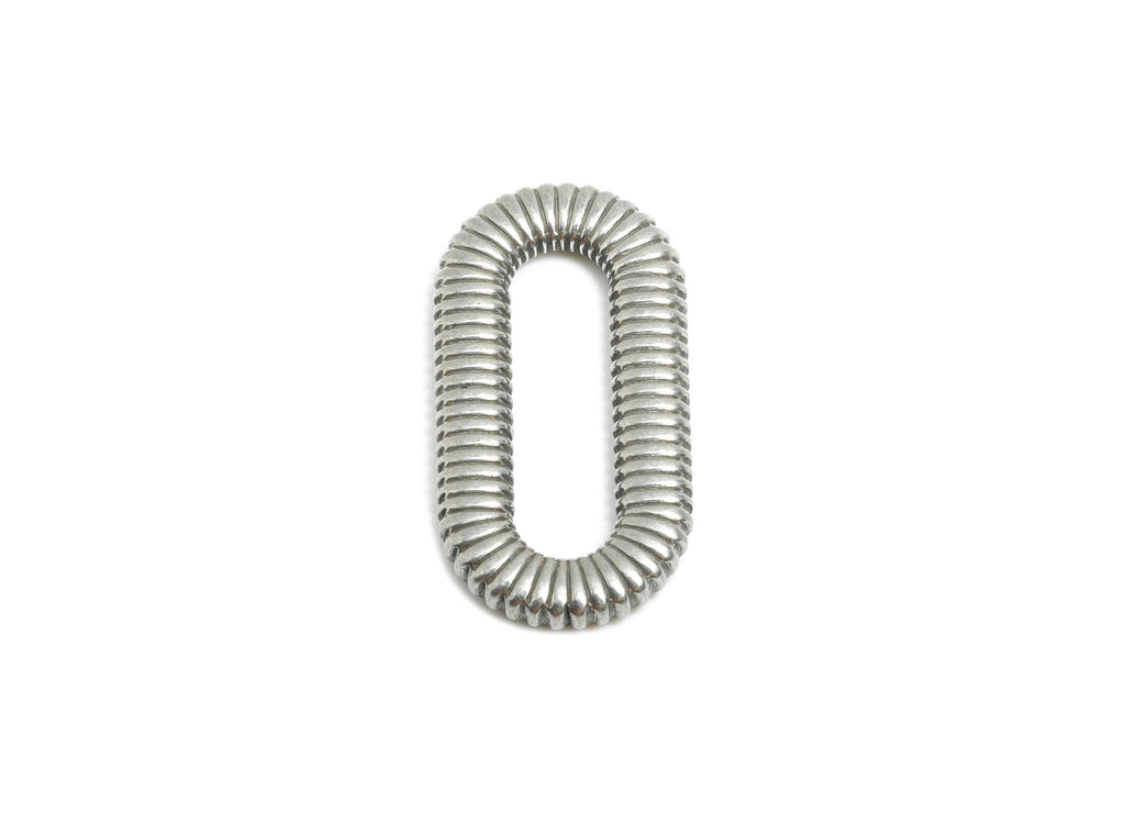 Steel Oval Connector - Steel Geometry Minimalist Link Charm - Textured Oval Rectangle Charm - Stainless Steel Jewelry - 26x13x3mm - SS1976 - DOMEDBAZAAR